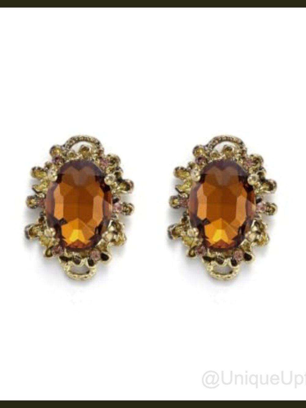 Victorian Style Oval Stud Earrings Austrian Crystal Pirate Costume Party